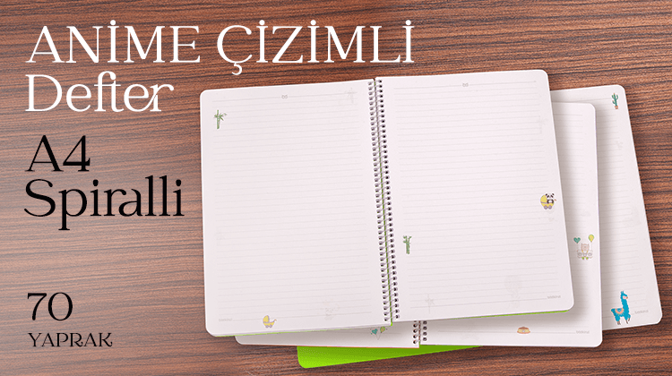 Anime Çizimli Defterler - A4 Spiralli Görseli