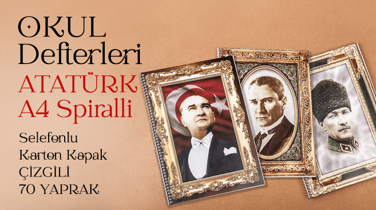 Okul Defterleri - Atatürk - A4 Spiralli Görseli