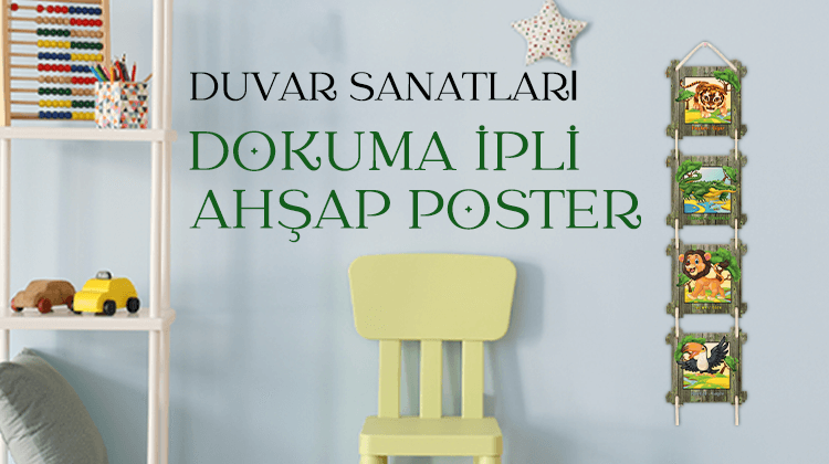 Duvar Sanatları - İpli Ahşap Poster Görseli